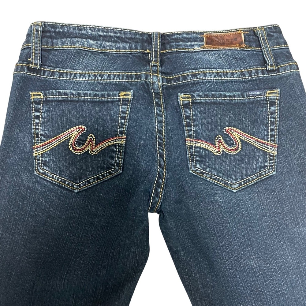 Anoname Joelle Bootcut Jeans Womens Dark Wash‎ Low Rise Embroidered Pockets Y2K